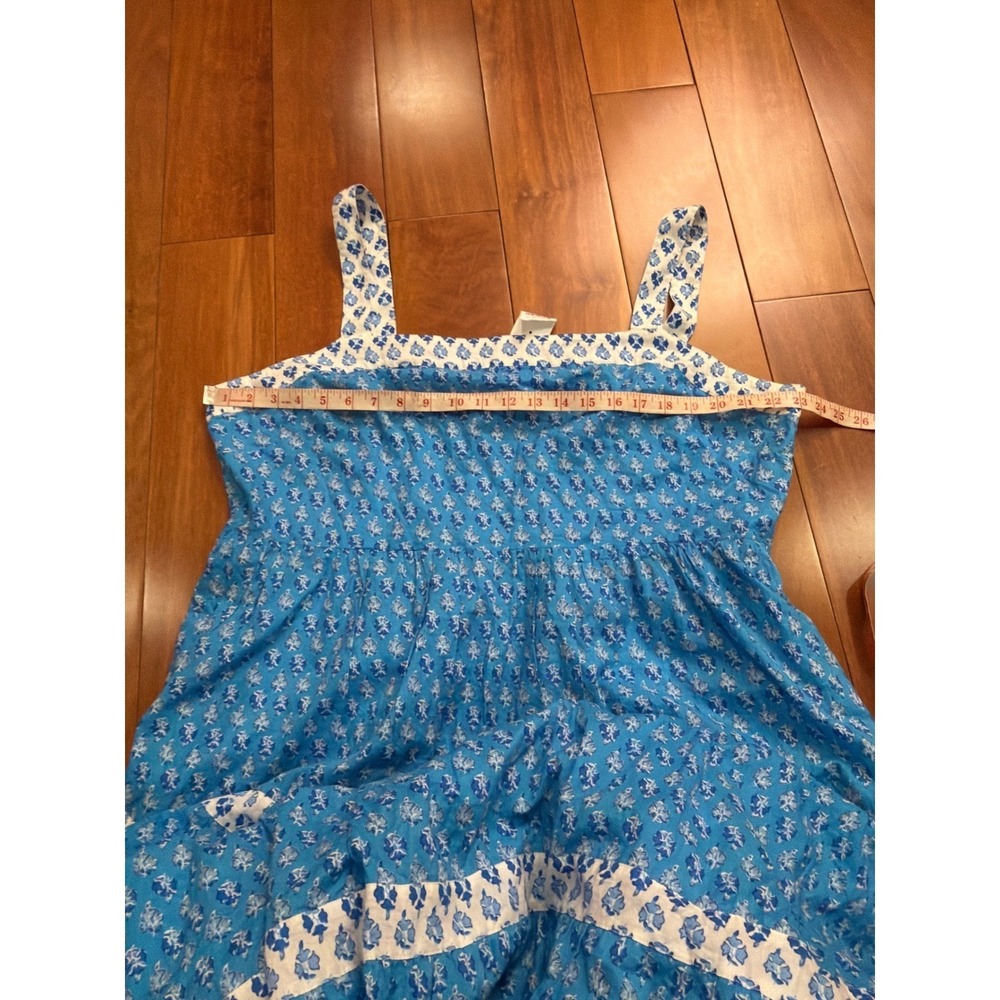 NWT J Crew Blue White Print Smocked Tiered Midi Dress Size 20 - Picture 6 of 12